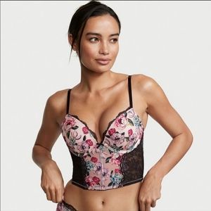Victoria's Secret rose embroidered push up bra top 34DD